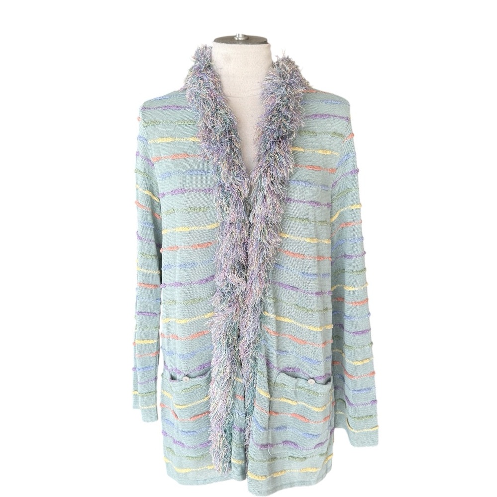 BRENDA FRENCH FRENCH RAGS VINTAGE CARDIGAN Multicolor Women's Sweater Medium